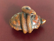 Snake and tortoise netsuke